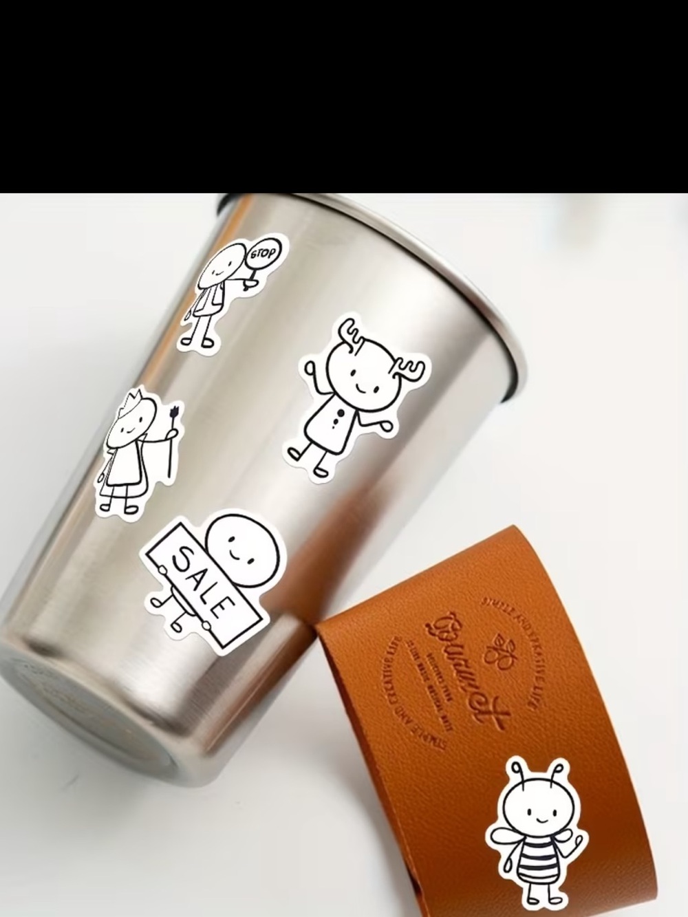 66pc Cute Stick Figure Stickers Black & White Cartoon Doodle Pack NEW - Picture 9 of 11